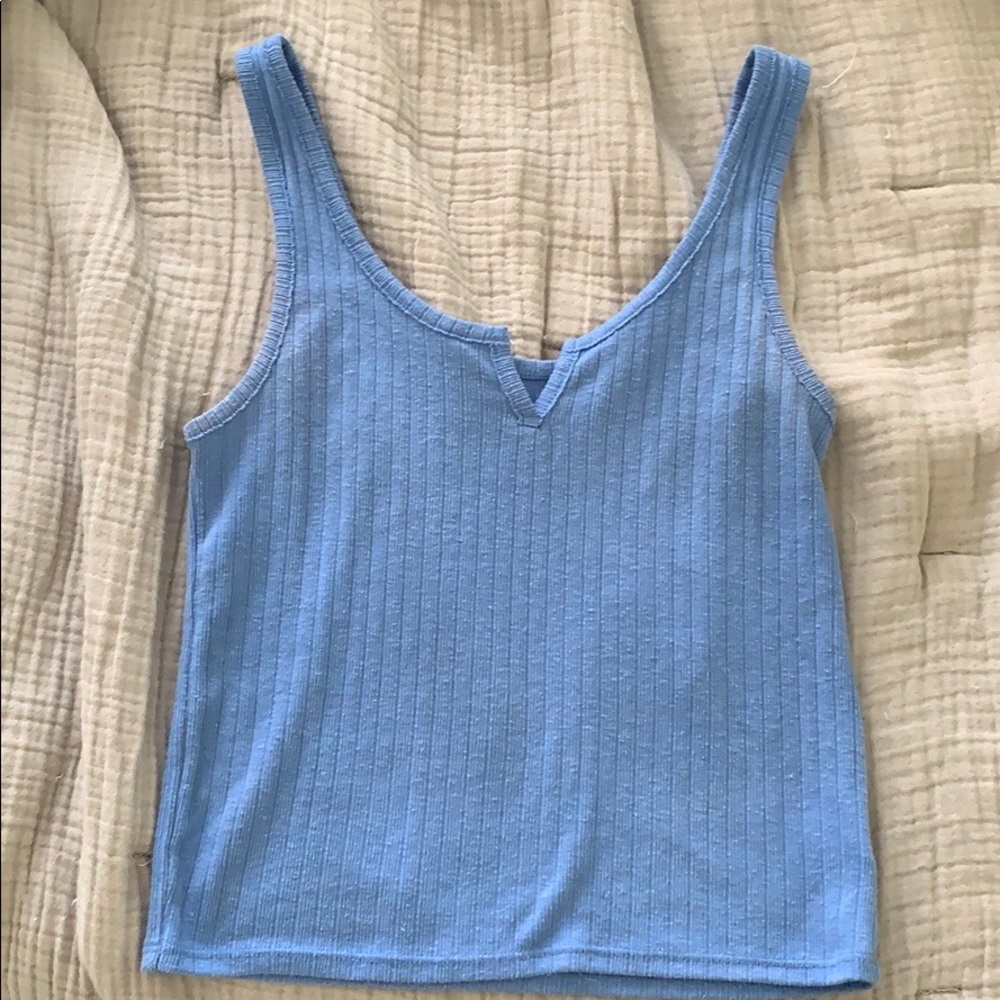 v notched ribbed tank top